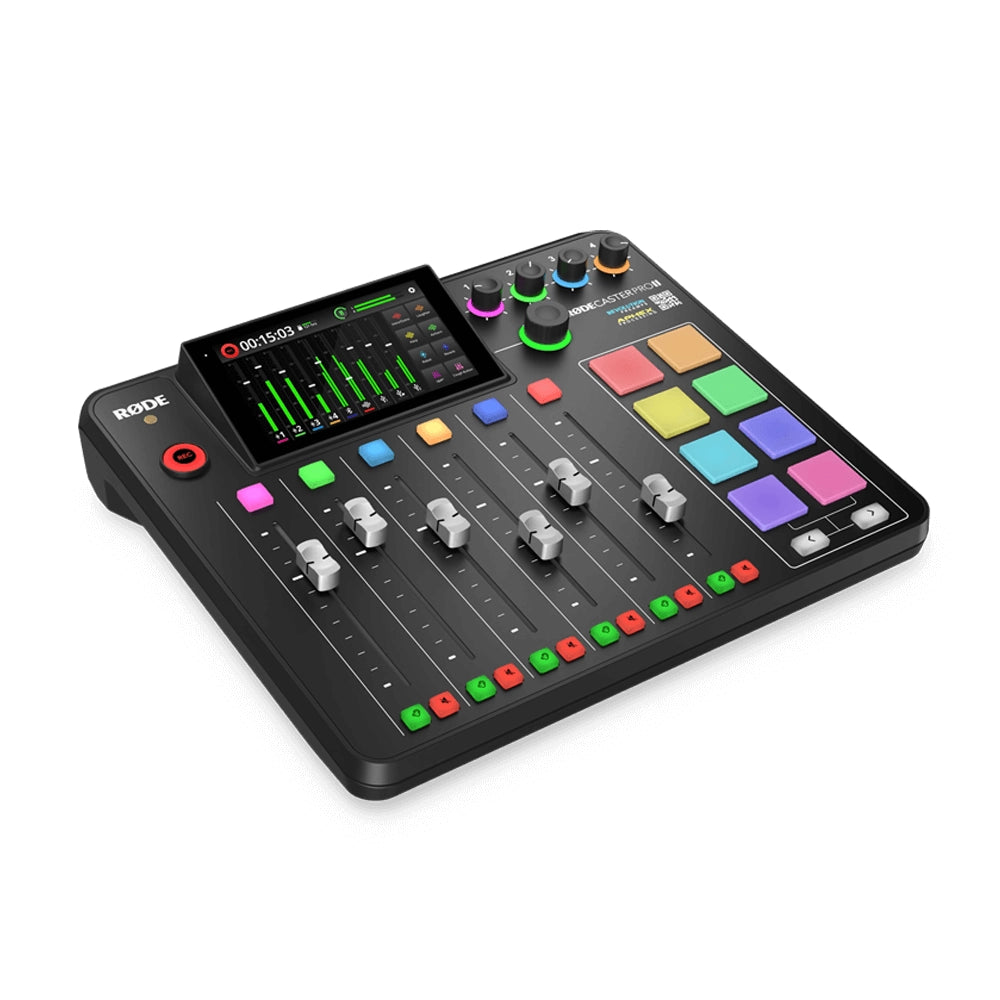Front angle view of Rode RODECaster Pro II Podcast Production Console