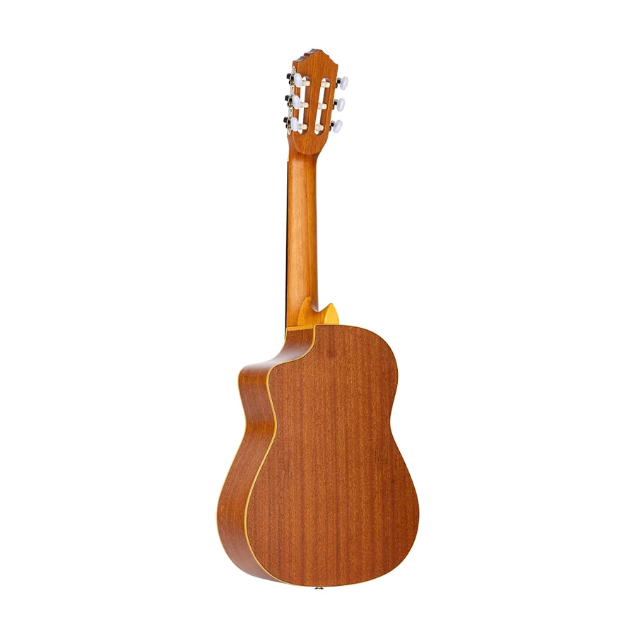 Ortega RQ39E Requinto Acoustic-Electric Guitar Natural back angle view