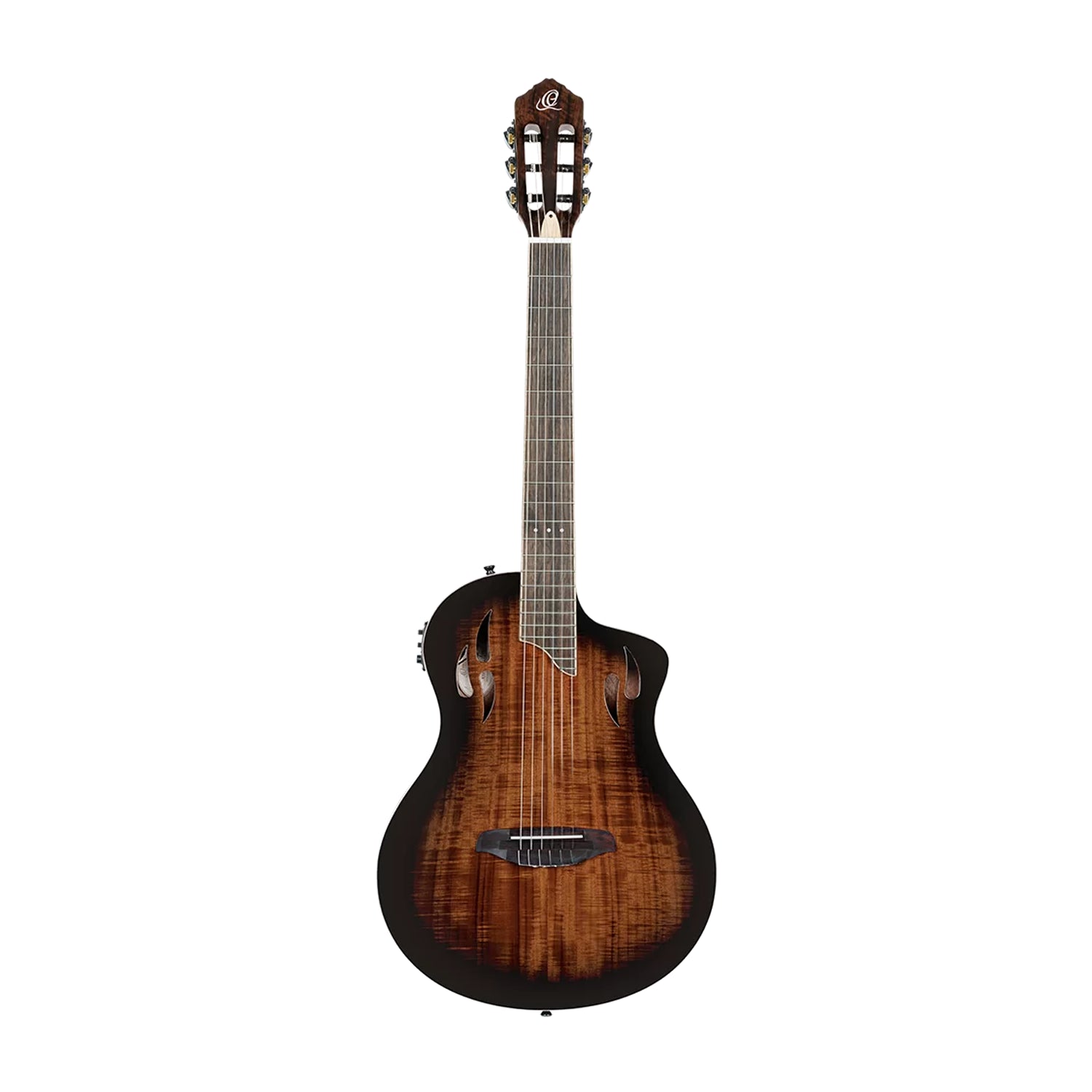 Ortega Guitars Tourplayer Series Thinline Crossover Electric Nylon Guitar - Acacia Burst front side view