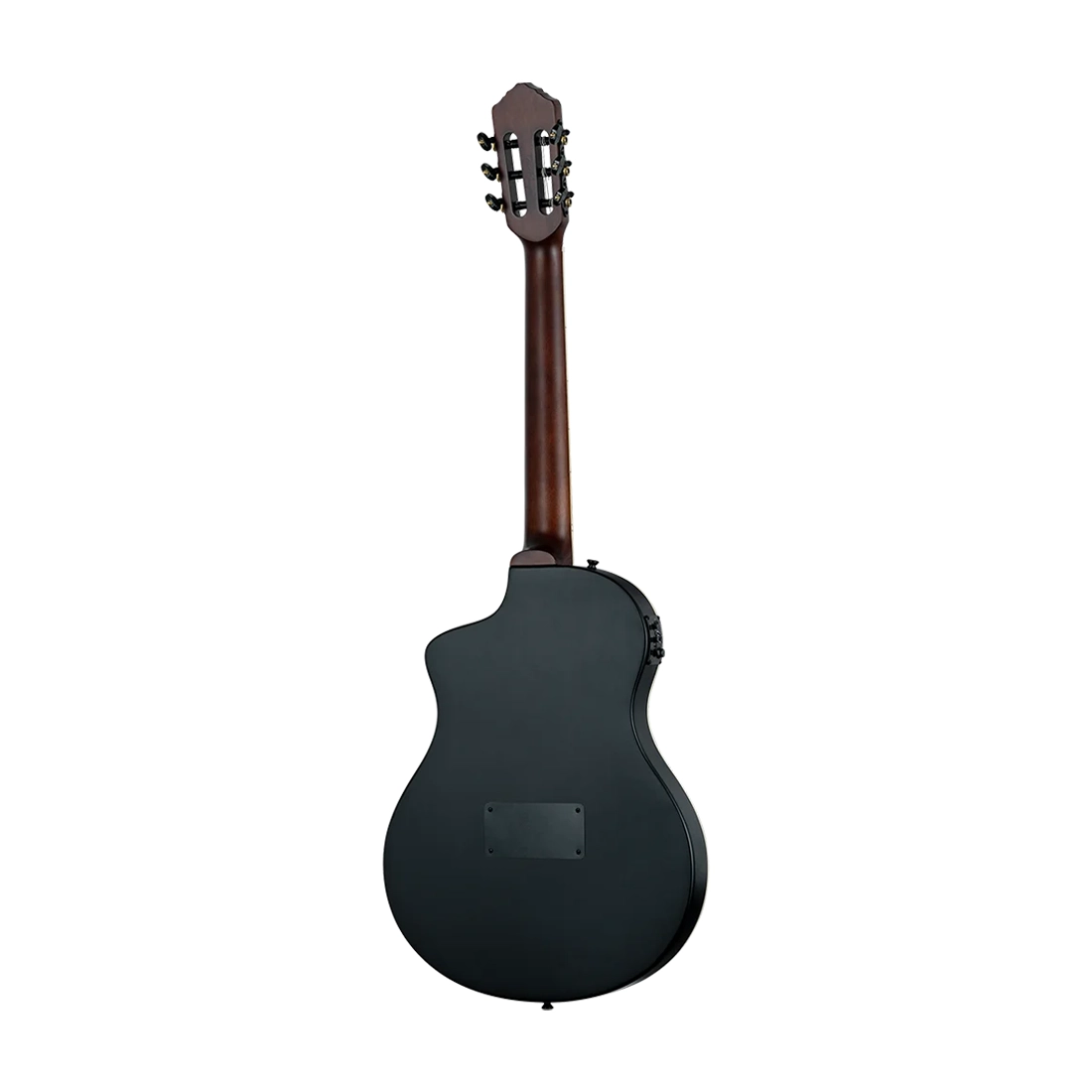 Ortega Tourplayer Electric Nylon String Guitar - Satin Black back angle view