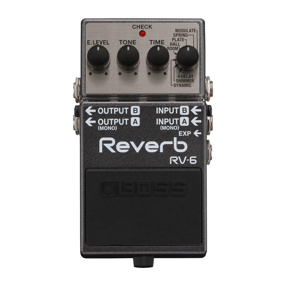 Front view of Boss RV-6 Digital Delay/Reverb Guitar Effects Pedal
