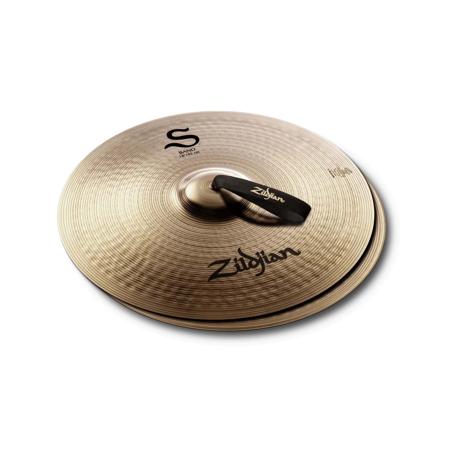 Zildjian 18" S series band crash cymbals pair, with handle top view
