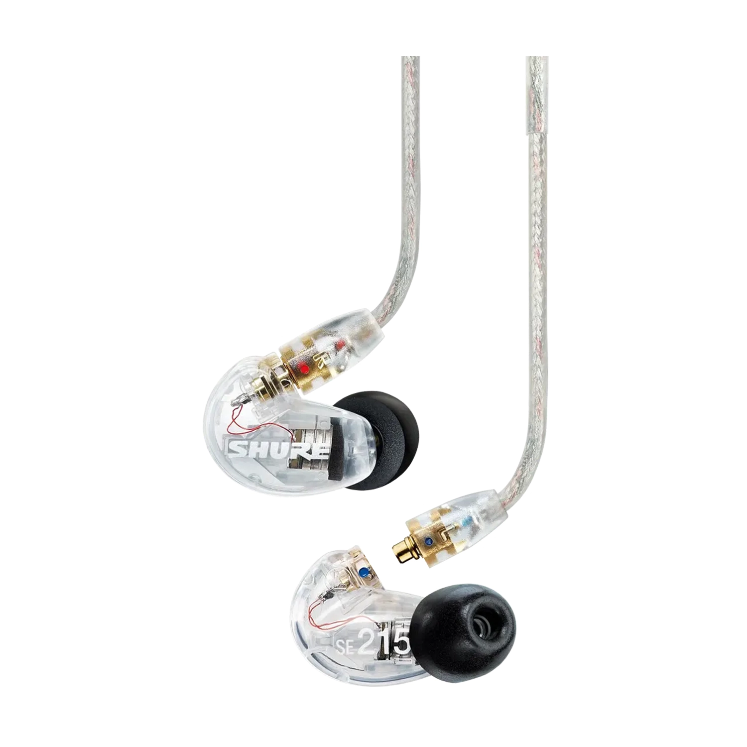 Close up on Shure earbud headphones