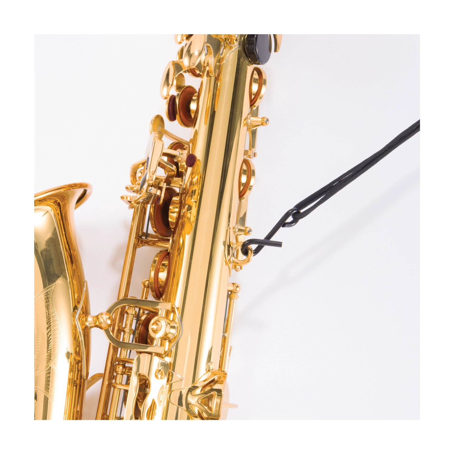 SJA12 Rico Padded Saxophone neck strap with soft fabric, metal hook on Saxophone.