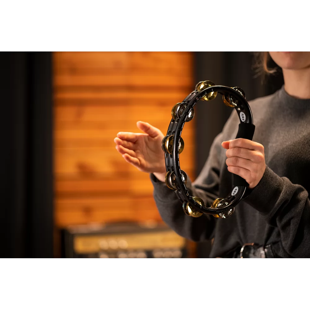 Meinl TMT1M-BK Mixed Nickel Plated Steel/Solid Brass Jingles Hand Held Tambourine - Black