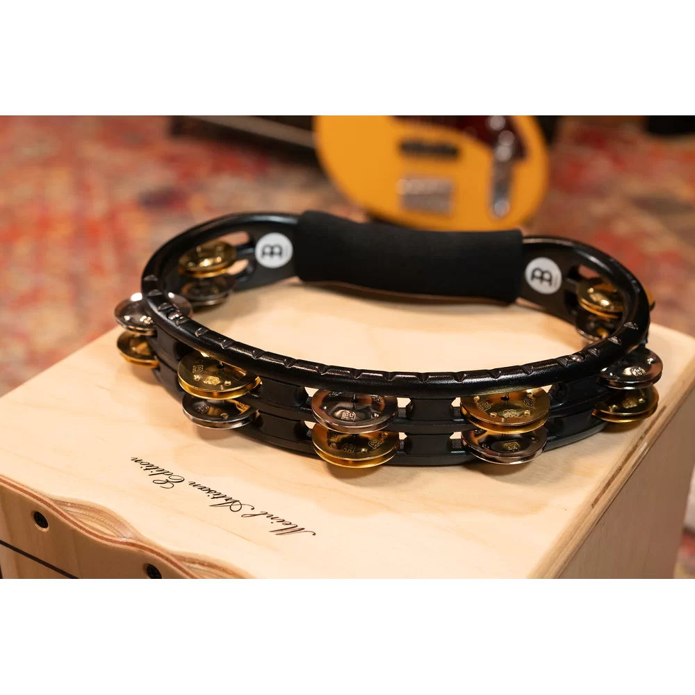 Meinl TMT1M-BK Mixed Nickel Plated Steel/Solid Brass Jingles Hand Held Tambourine - Black
