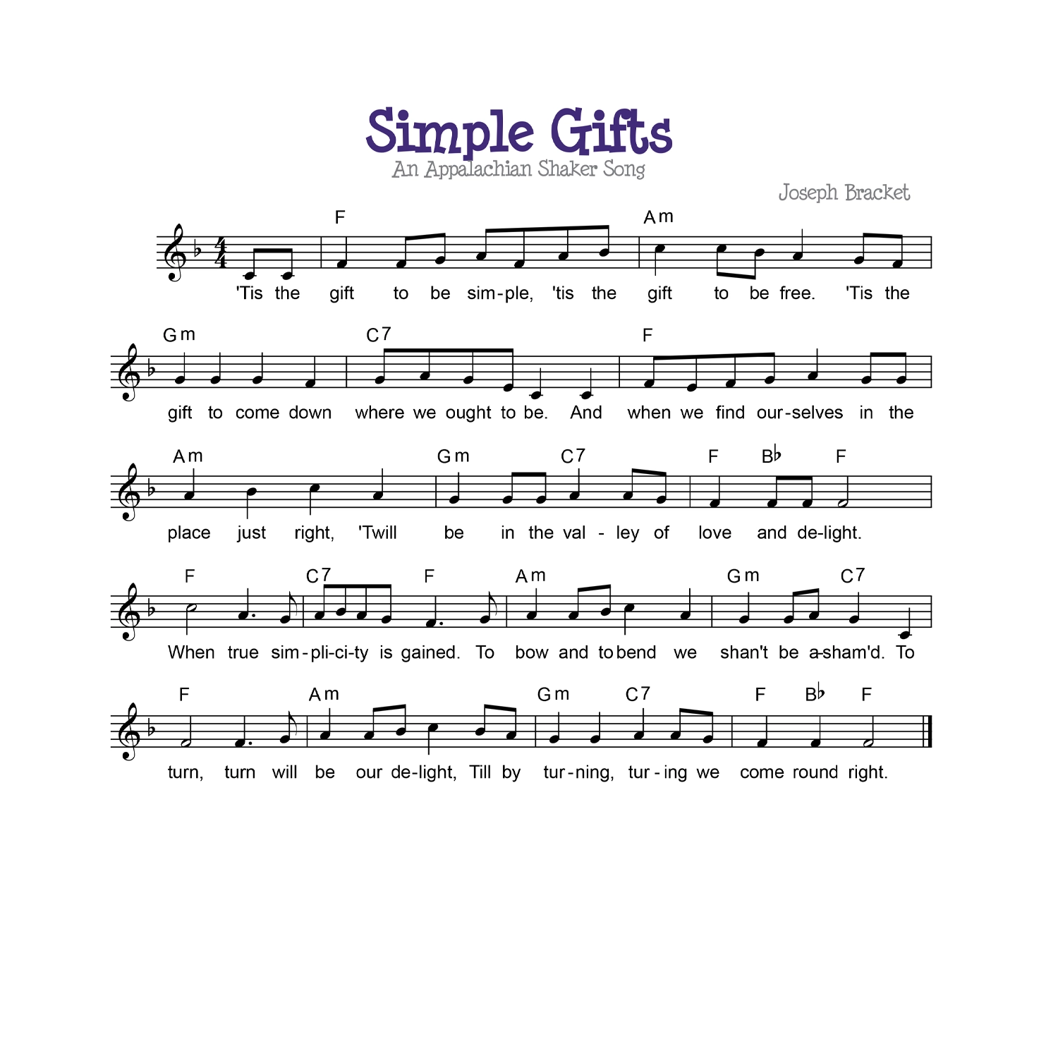 Book: Simple Gifts Piano/Vocal/Guitar