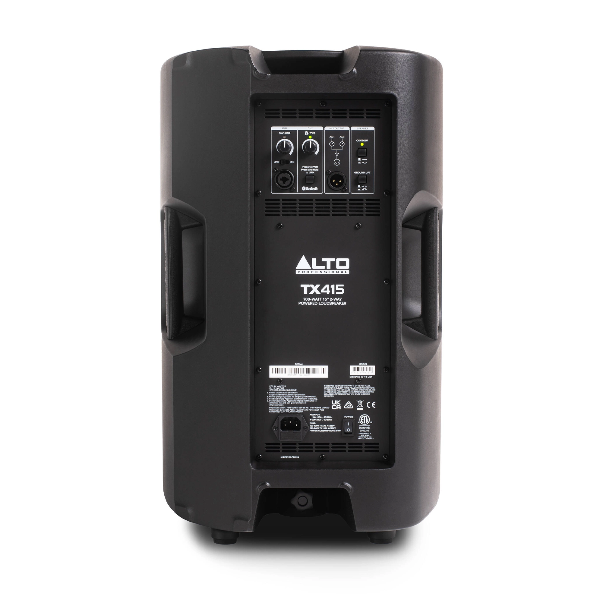 Alto Professional TX415 15-inch Powered Speaker back panel view