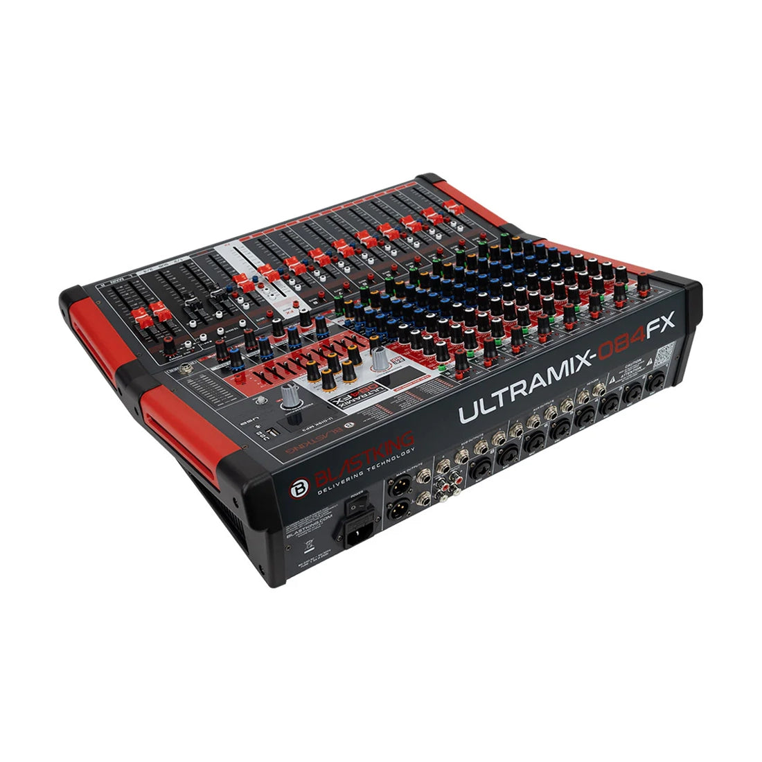 Blastking 8 Channel Professional Mixing Console with 4 Aux and DSP back side angle