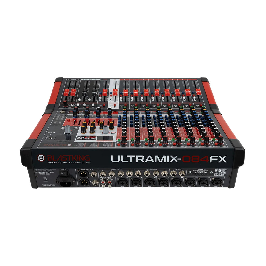 Blastking 8 Channel Professional Mixing Console with 4 Aux and DSP back side panel