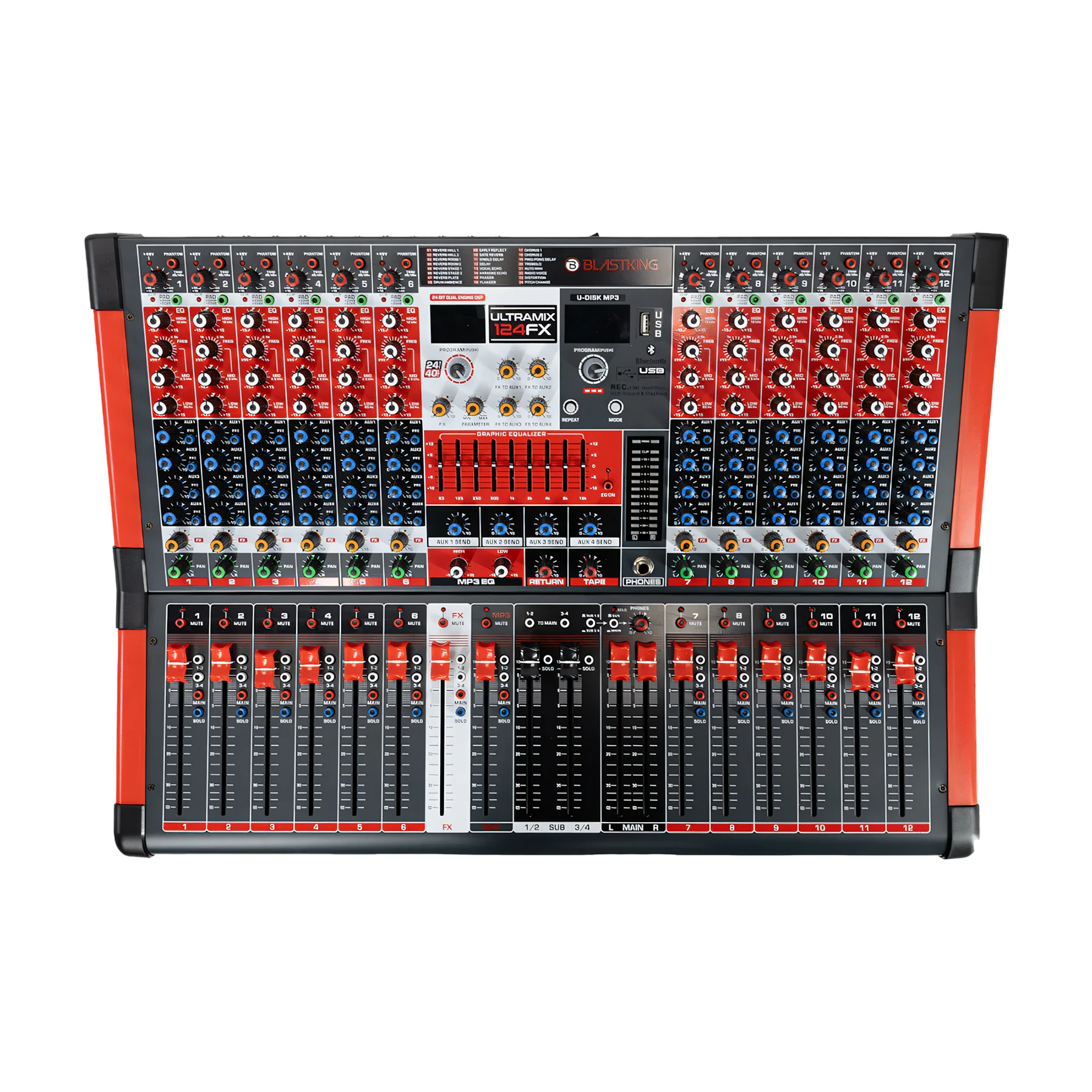 Blastking 12 Channel Professional Mixing Console with 4 Aux and DSP