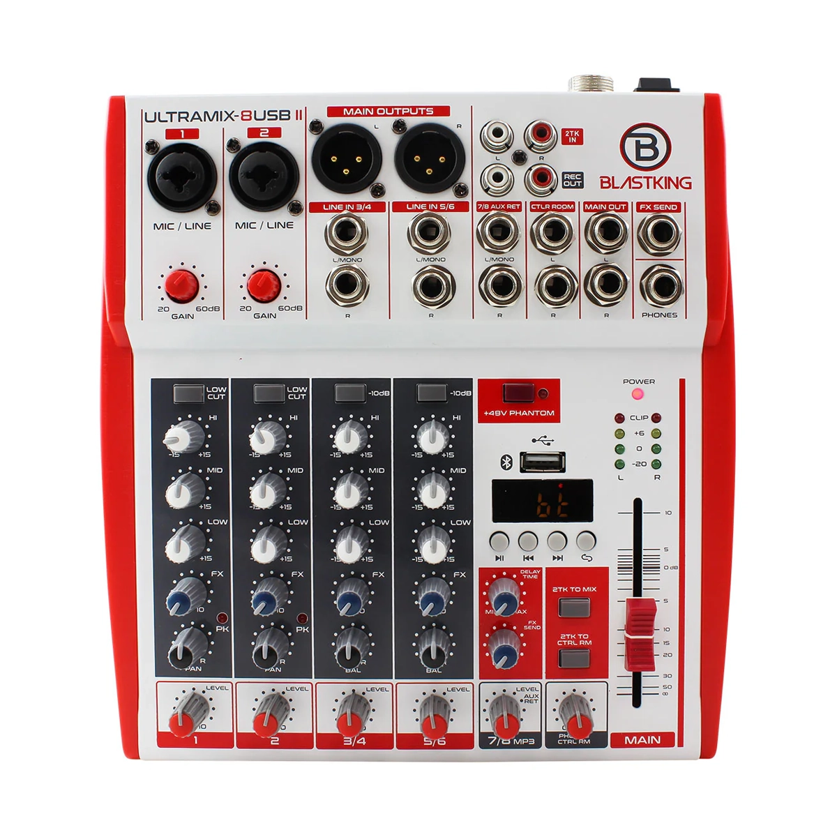 Consola de Mezcla Estéreo Analógica de 8 Canales Blastking – ULTRAMIX-8USBII