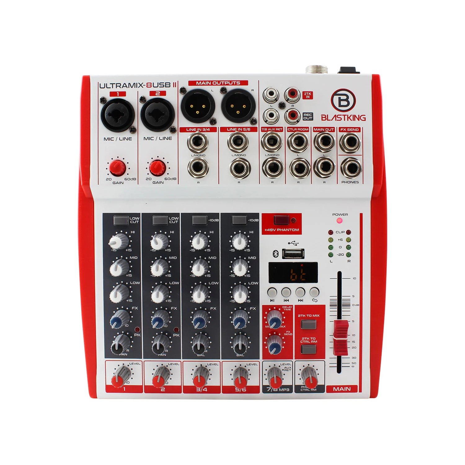 Consola de Mezcla Estéreo Analógica de 8 Canales Blastking – ULTRAMIX-8USBII