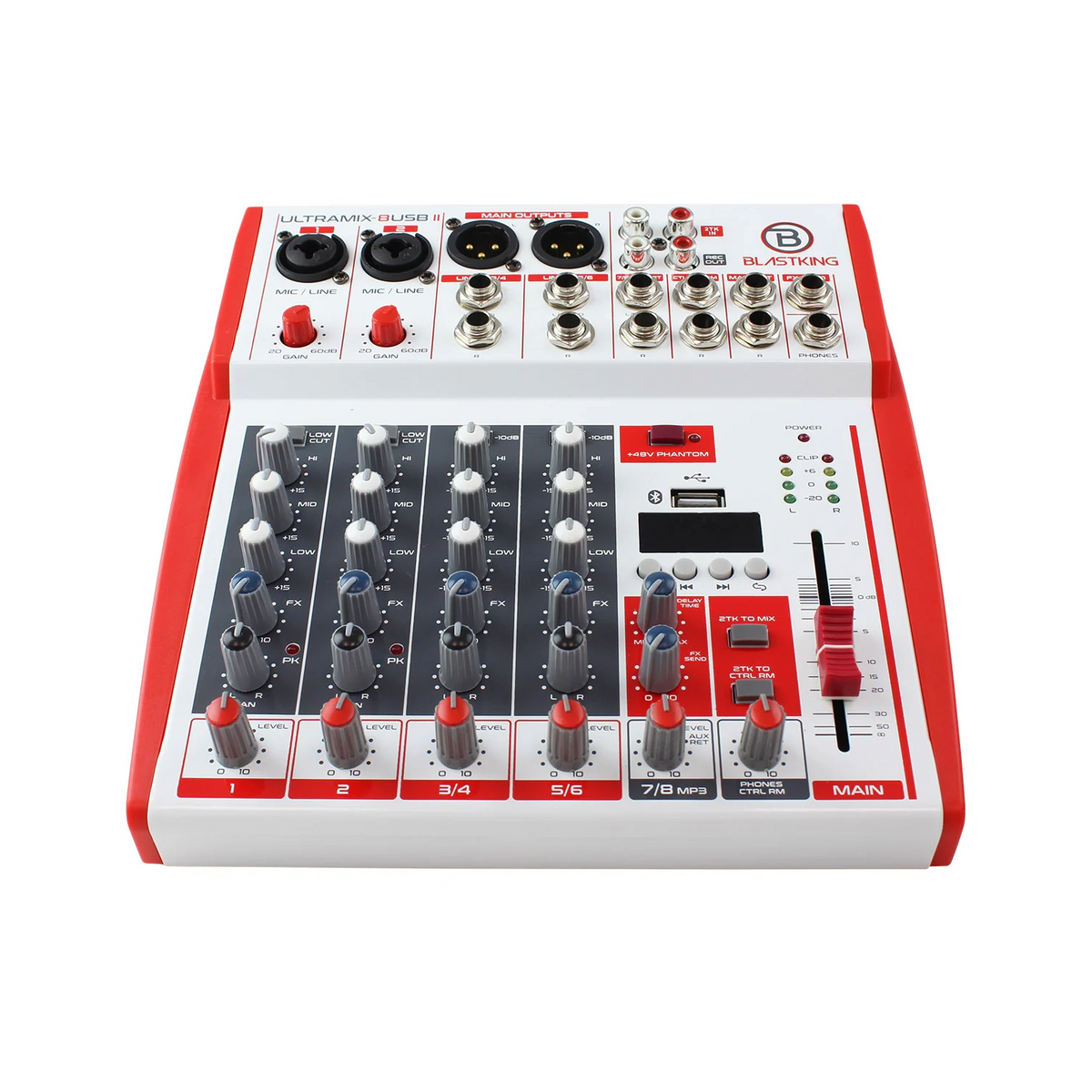 Blastking ULTRAMIX-8USBII 8 Channel Analog Stereo Mixing Console