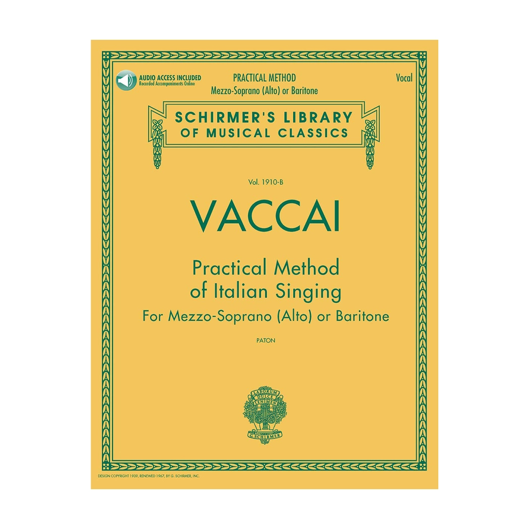 Vaccai Practical Method Of Italian Singing For Mezzo-Soprano (Alto) Or Baritone.
