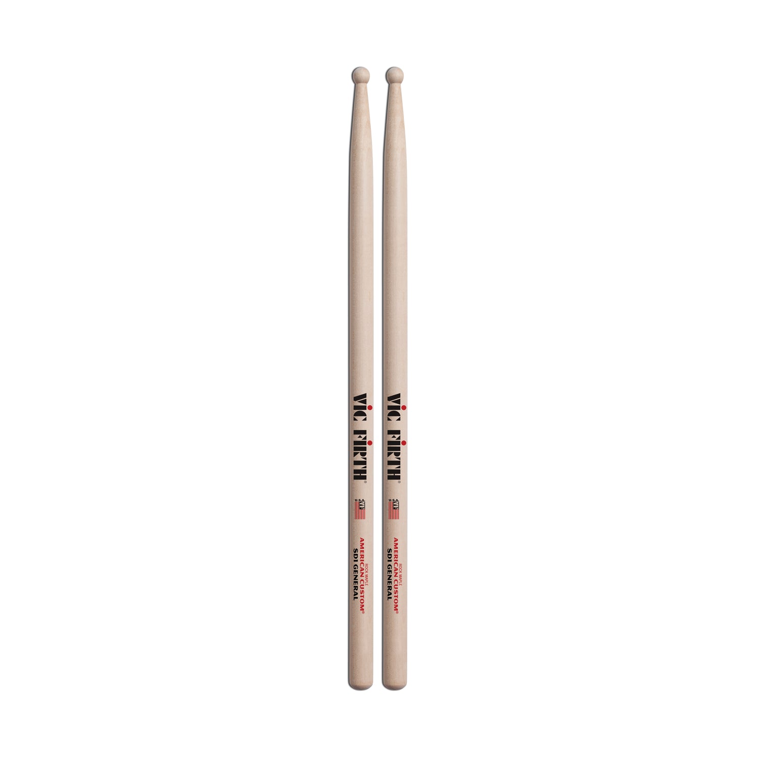 Front view of Vic Firth American Custom VFSD1 General Drumsticks