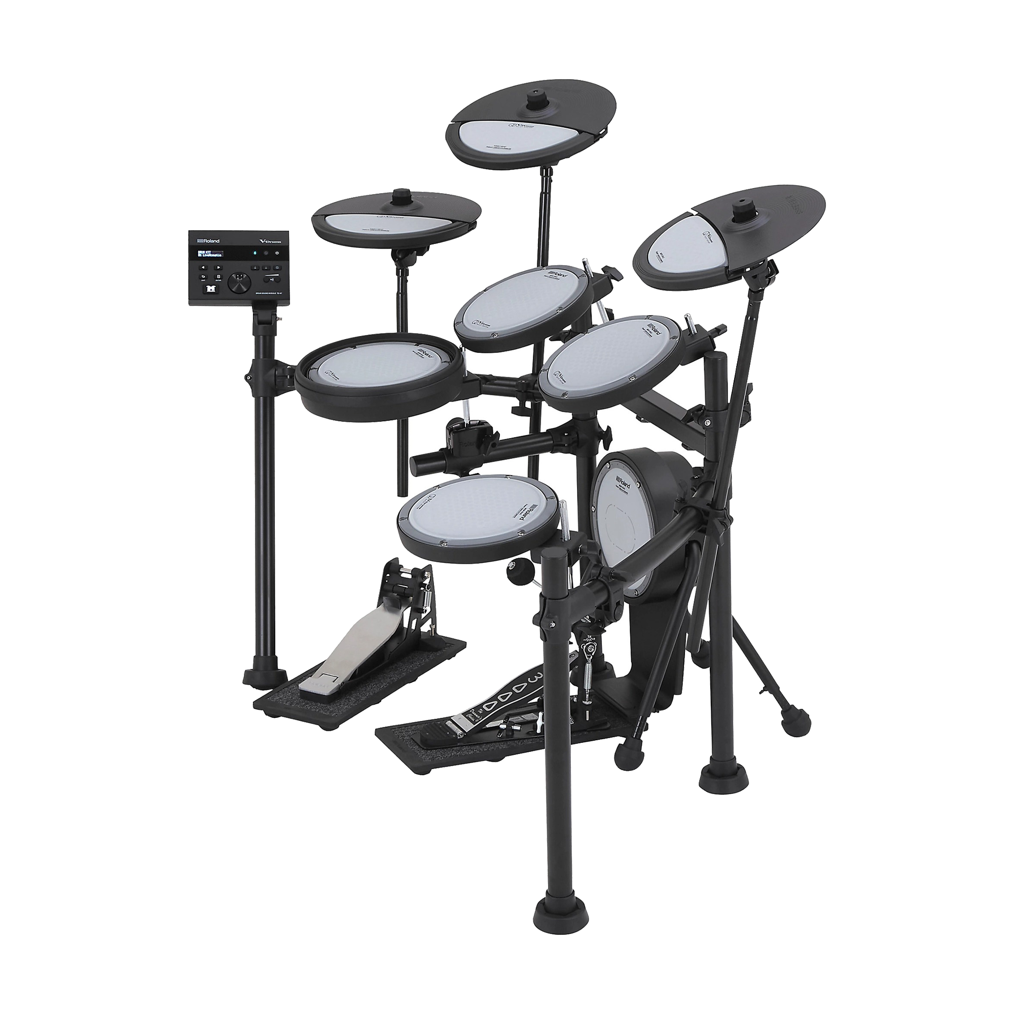 Side view of Roland VQD106-KIT V-Drums Quiet Design Electronic Drum Set