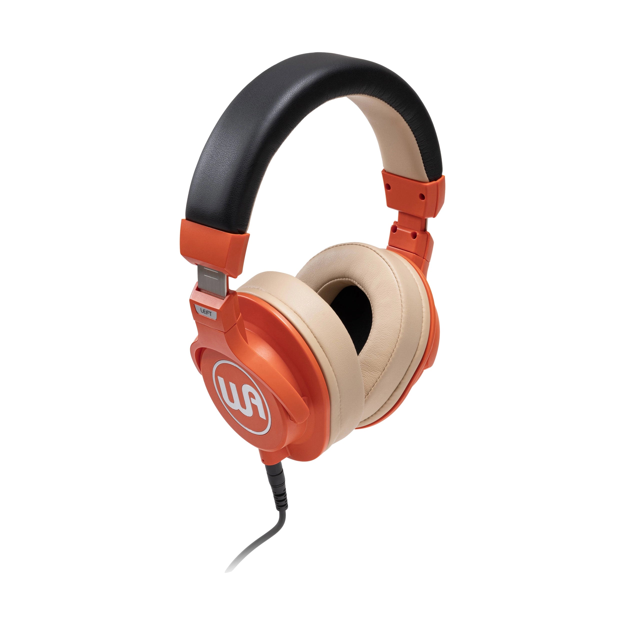 Front angle view of Warm Audio WA-HR HeadRoom Closed-back Professional Studio Headphones - Orange