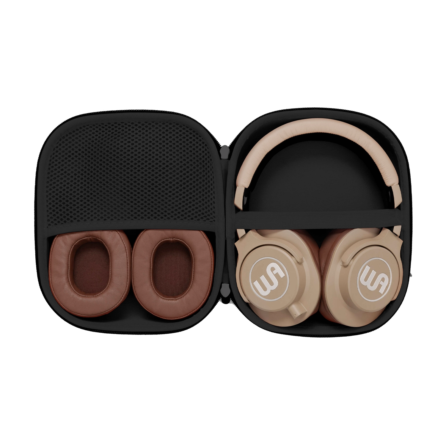 Warm Audio WA-HR HeadRoom Closed-back Professional Studio Headphones - Tan with case and replacement ear pads