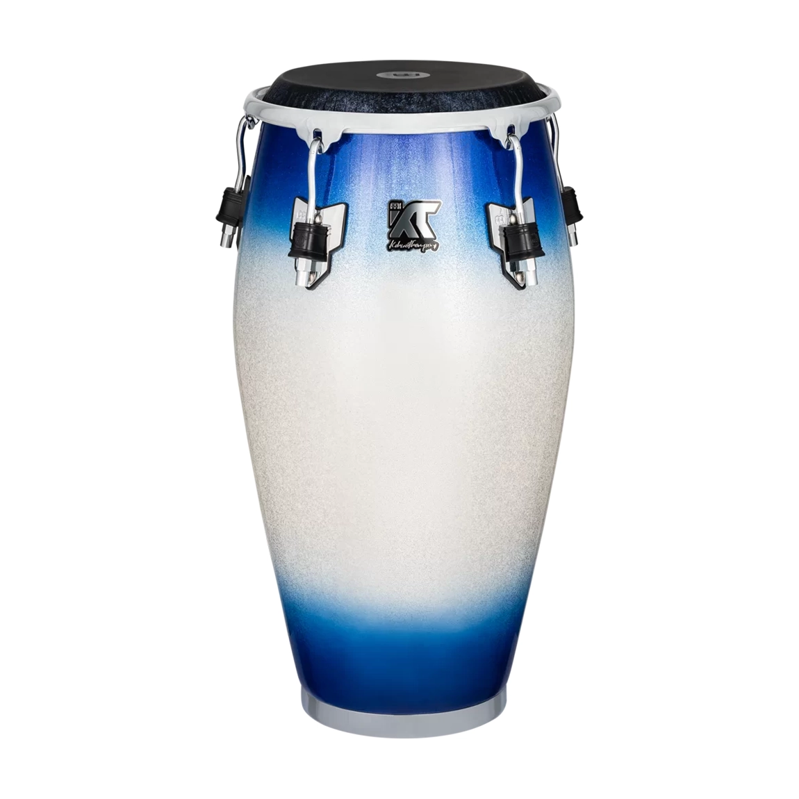 Meinl Percussion Artist Series Kachiro Thompson electric sky Blue and white gradient conga drum with brand logo on a white background