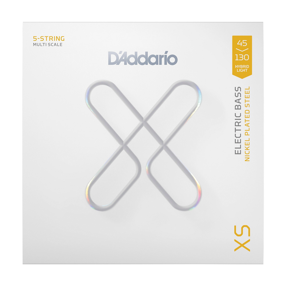 D'Addario XS Nickel 6-String Hybrid Light Electric Bass Guitar Strings front panel view