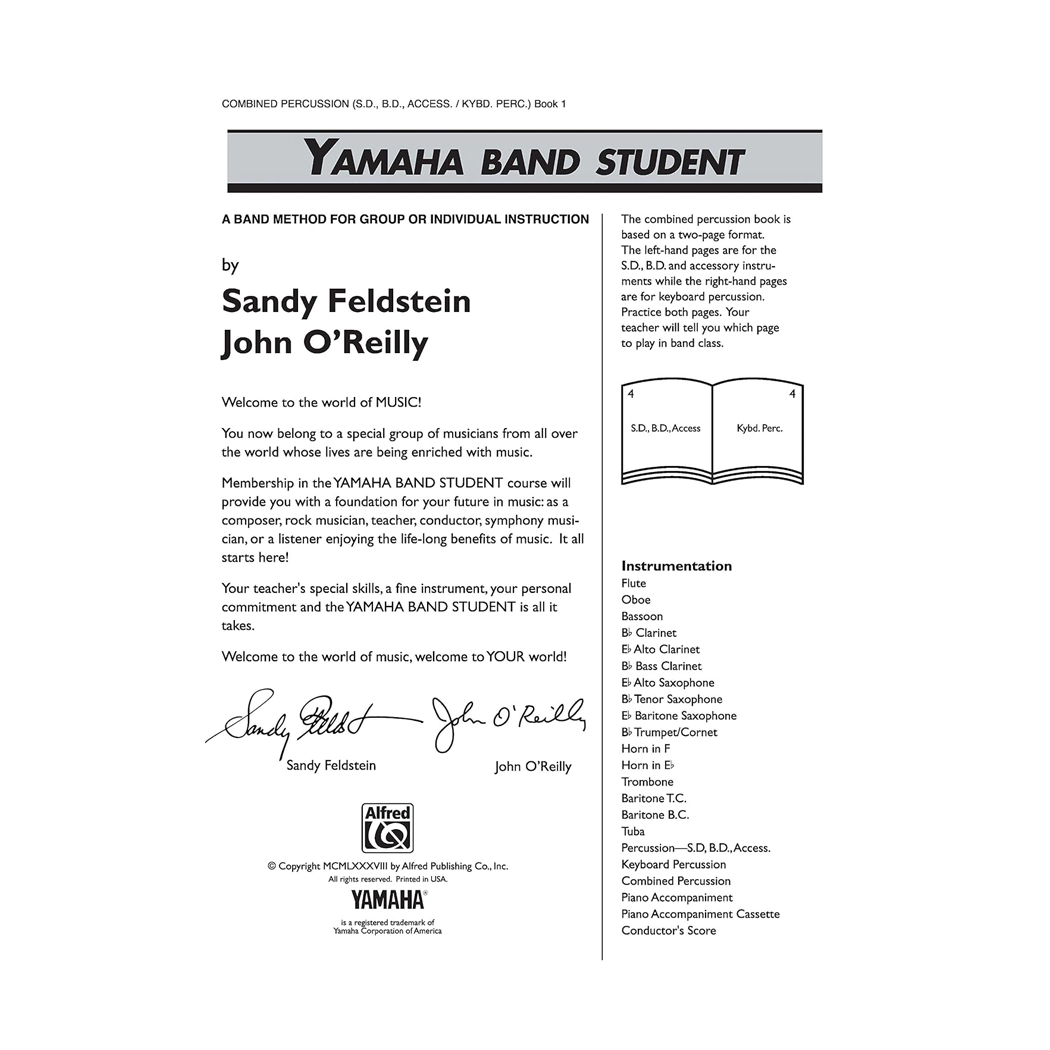 Yamaha Band Student, Book 1: Combined Percussion