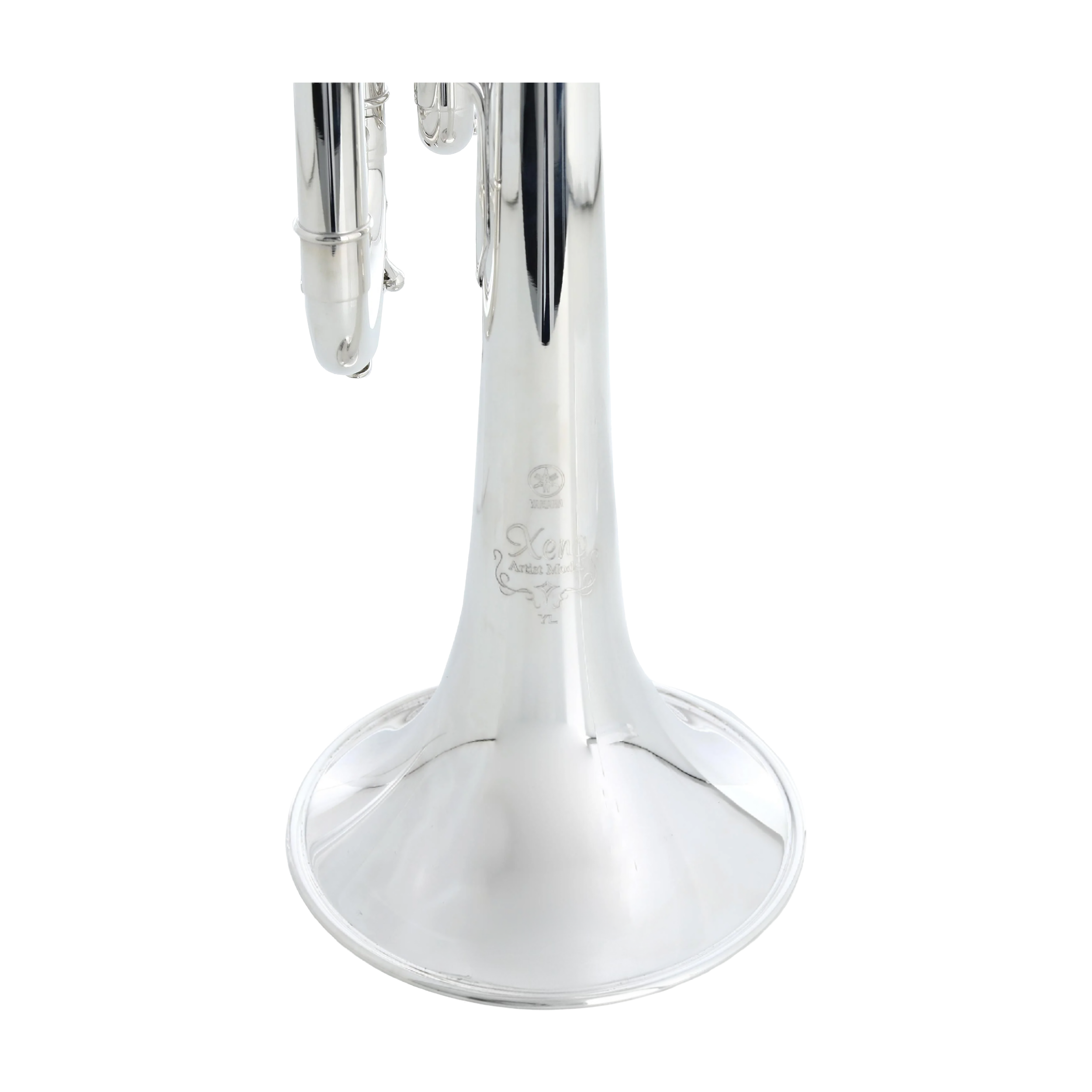 Yamaha YTR-9335NYS-BR silver plated finish close up view of the bell