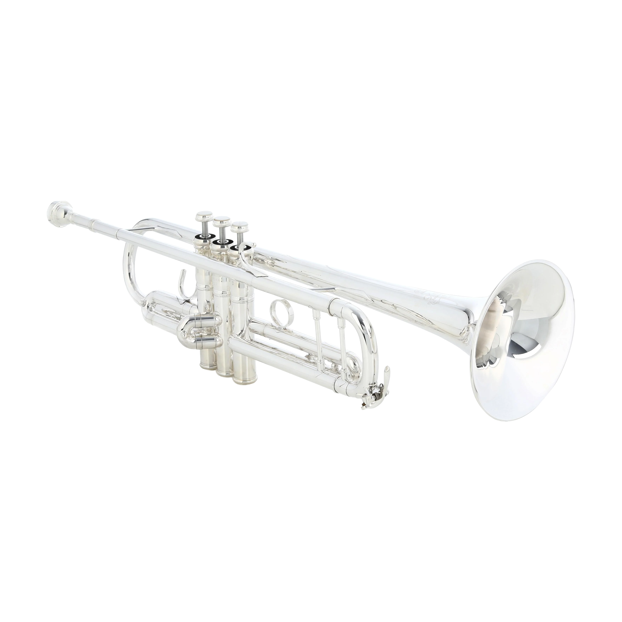 Yamaha YTR-9335NYS-BR silver plated finish side view of the trumpet