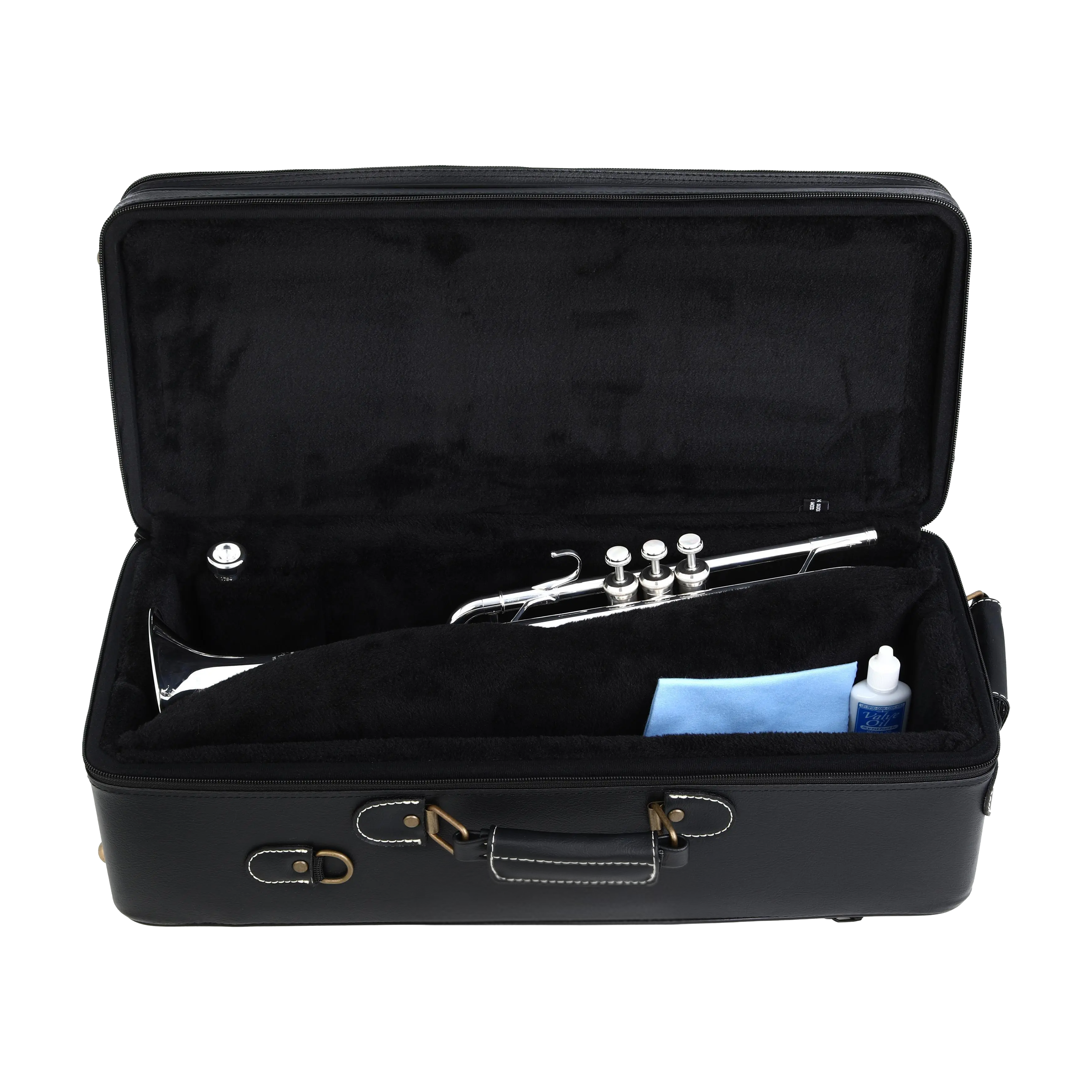 Yamaha YTR-9445CHS-BR full view of the open case with trumpet and accessories inside