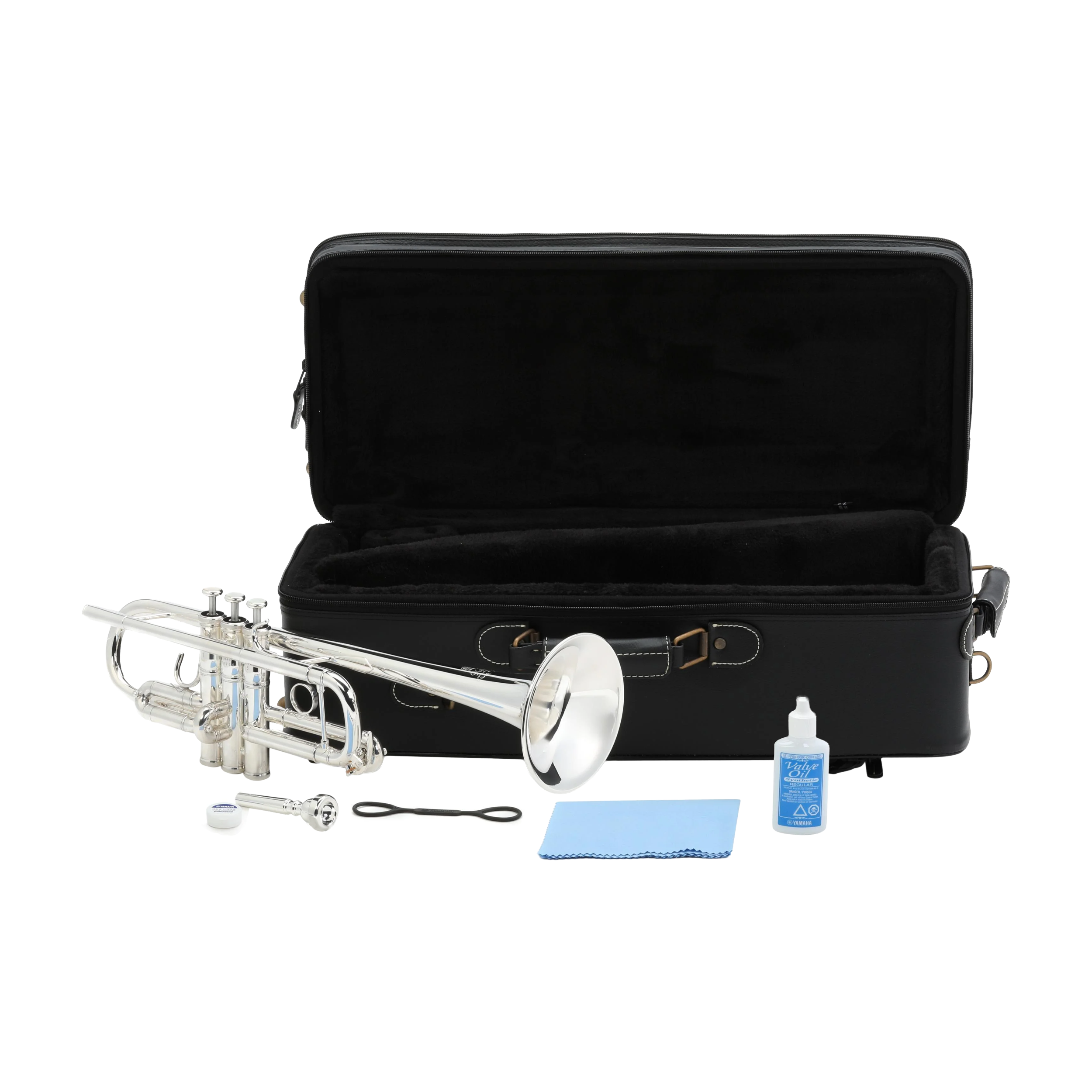 Yamaha YTR8445S full view of the open case with trumpet and accessories