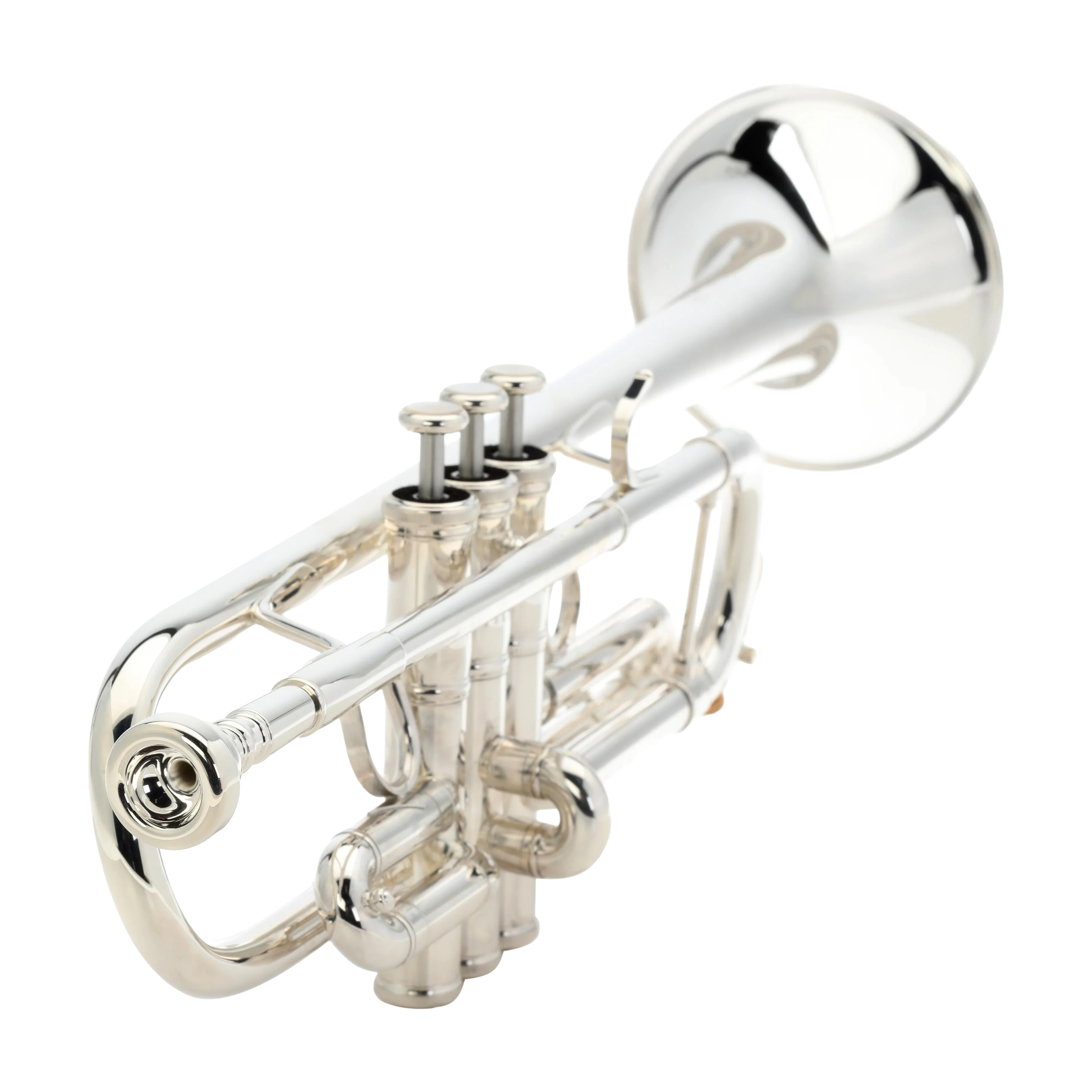 Yamaha YTR-8310ZS silver plated finish close up view of the trumpet from the mouthpiece