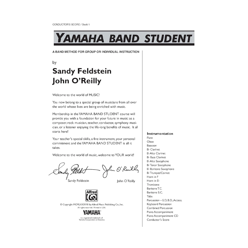 Yamaha Band Student, Book 1: Conductor's Score