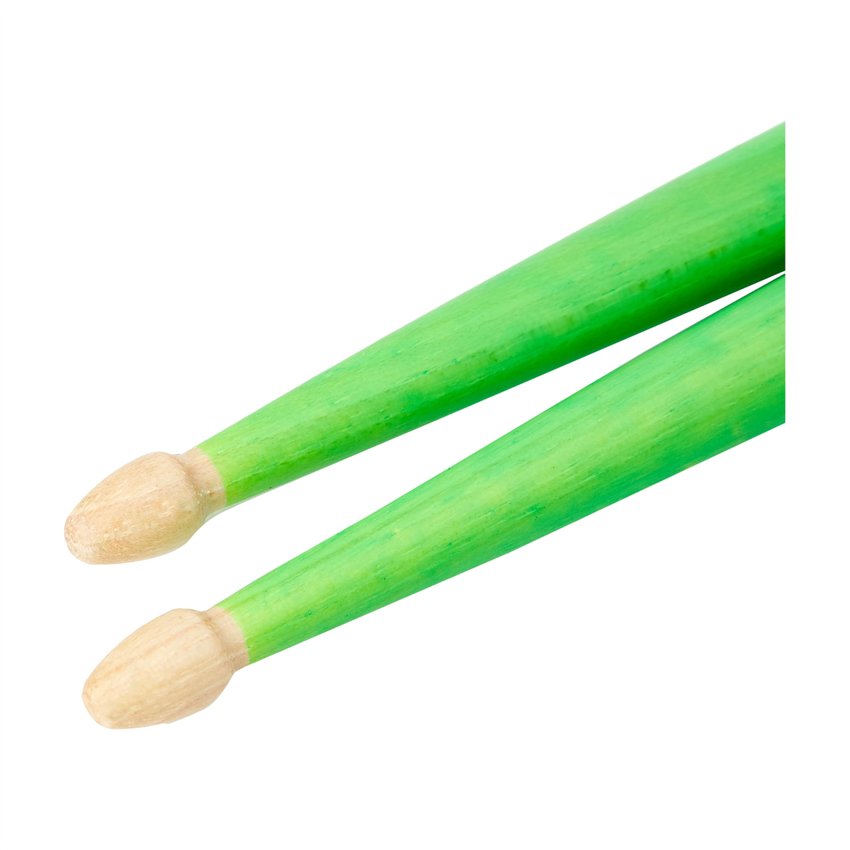 Close-up view of Zildjian Z5AACDGG 5A Acorn Wood Neon Green Drumsticks, Pair