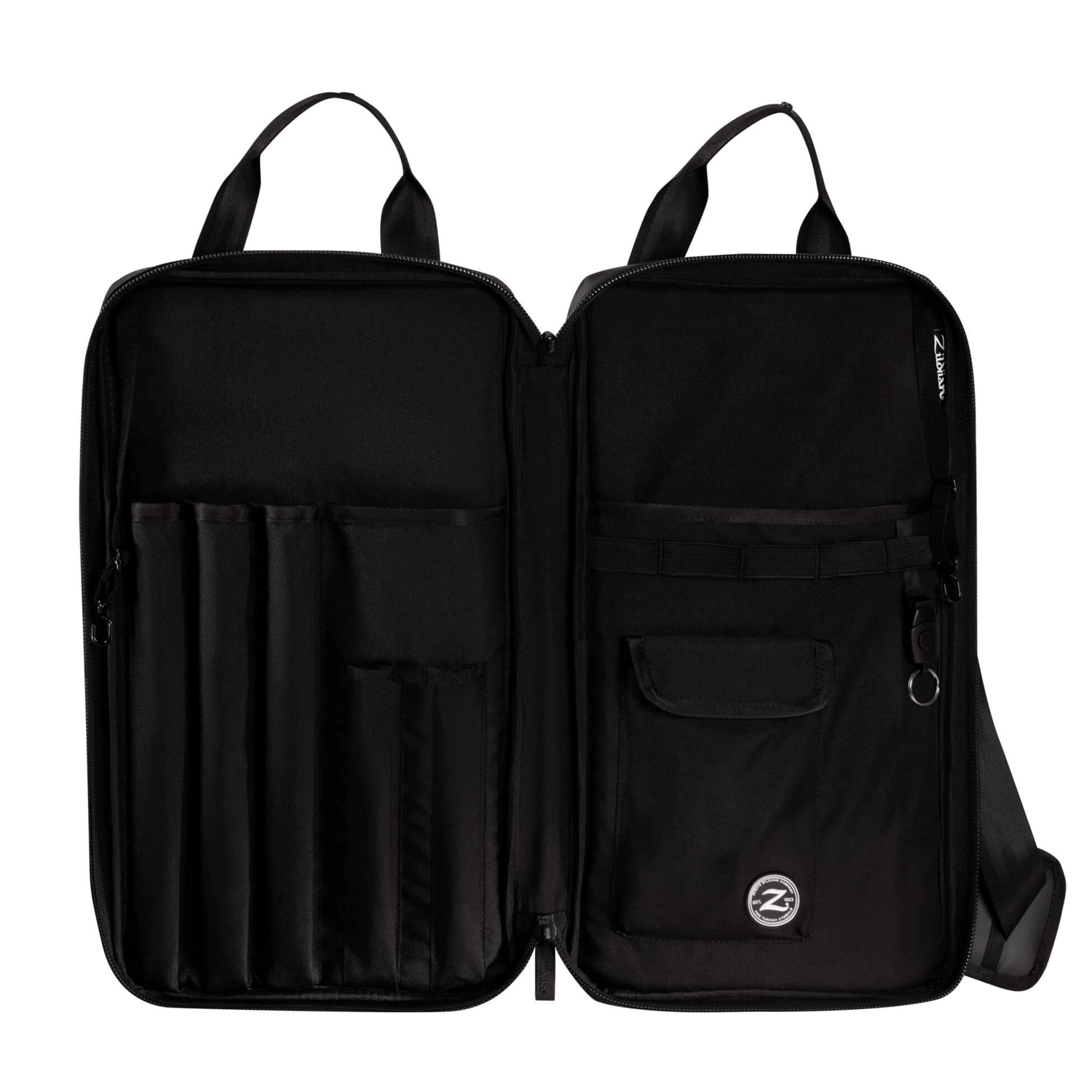 ZXSB00402 Inside look, pockets and compartments, on white background.