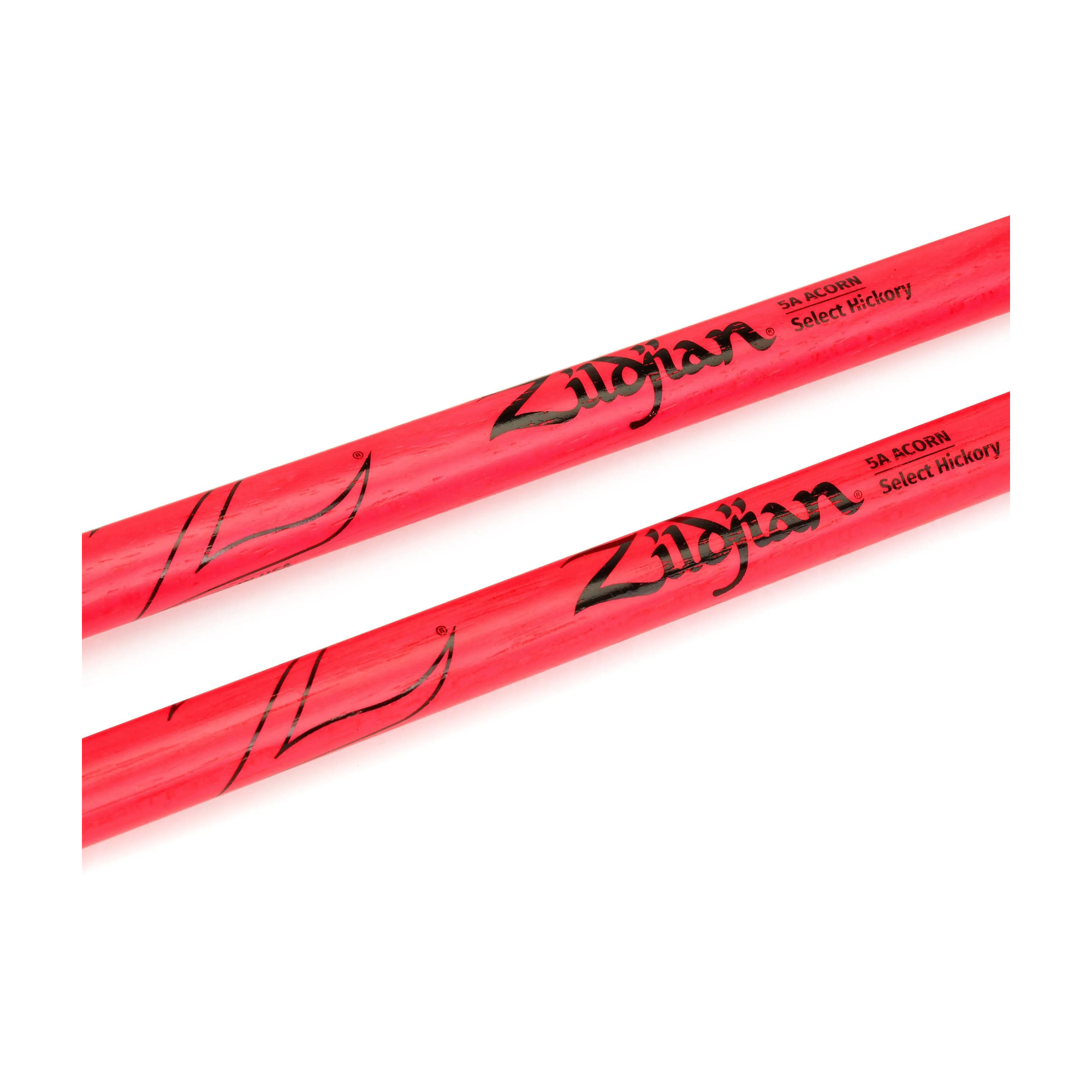Close-up view of Zildjian Z5AACDGP Drumstick 5A Acorn Neon Pink
