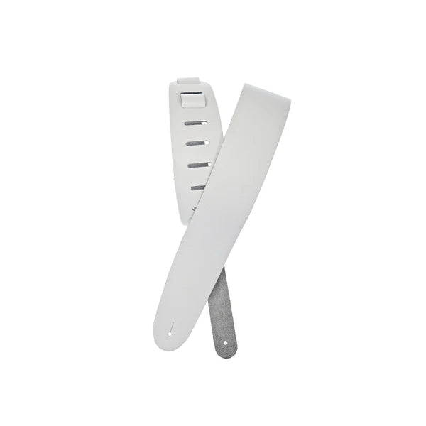 D'Addario 2.5" Basic Classic Leather Guitar Strap Adjustable 44.5" To 53" - White