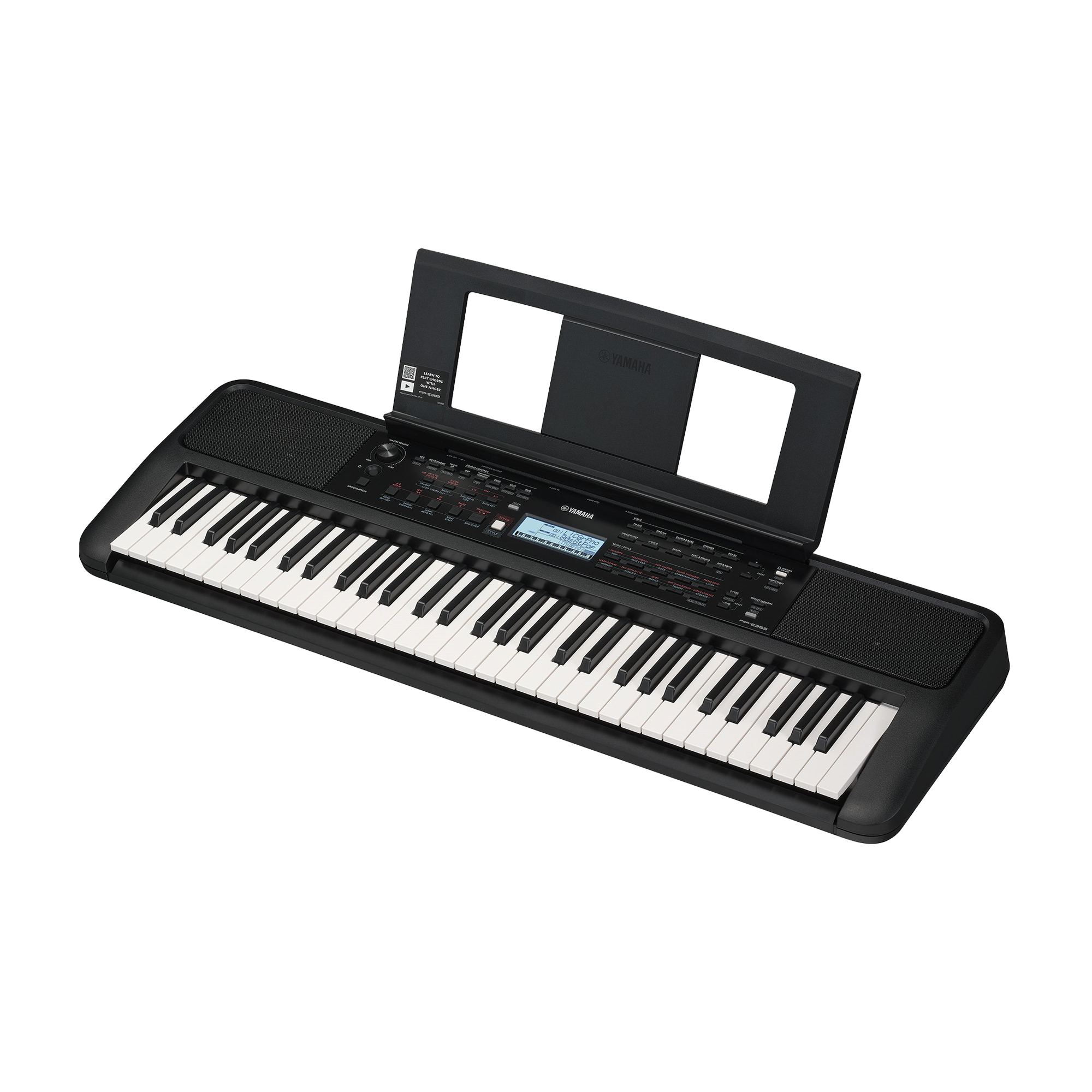 Front angle view of Yamaha PSRE383 61-key Mid-range Portable Keyboard