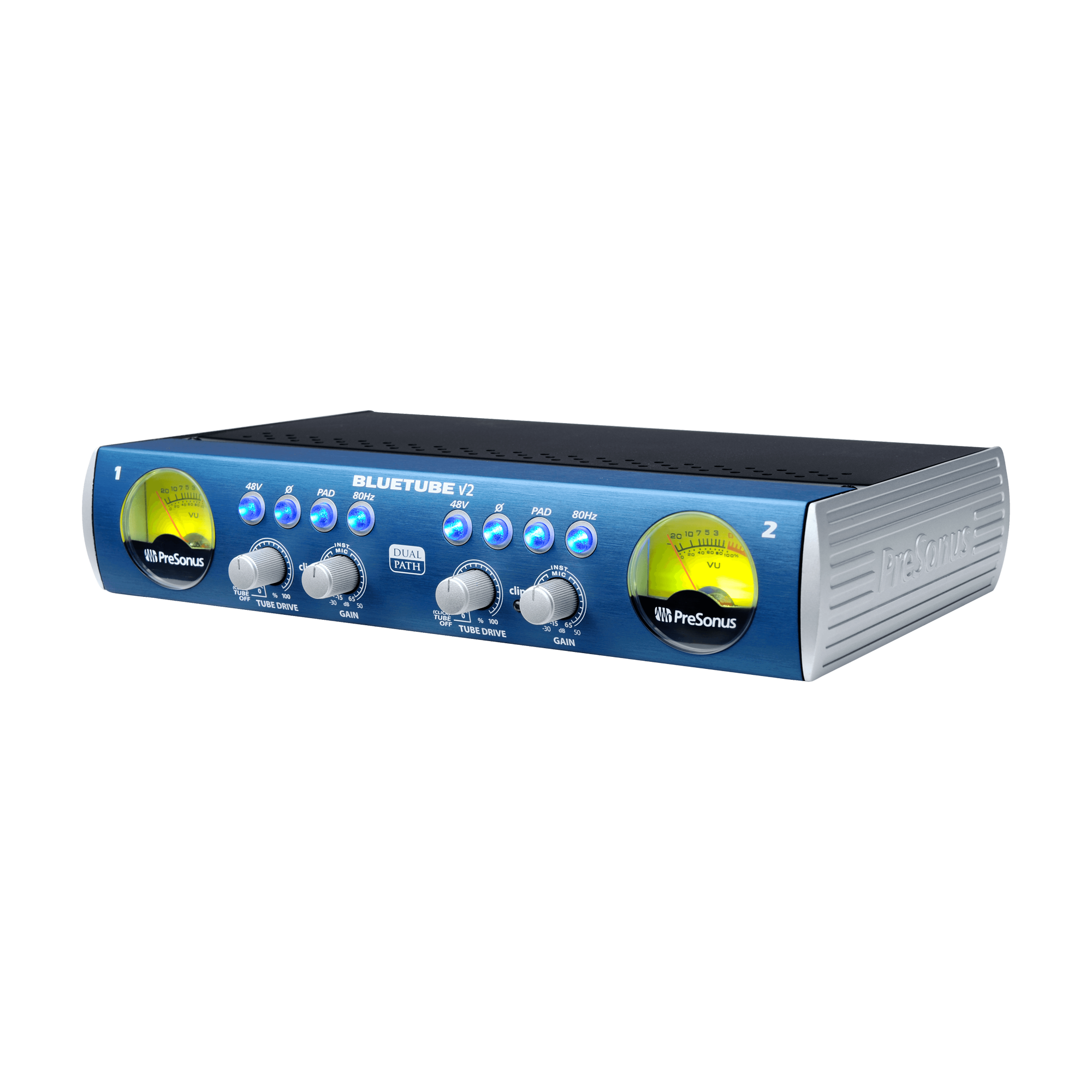 Front angle view of PreSonus BlueTube DP V2 2-Channel Microphone PreAmp