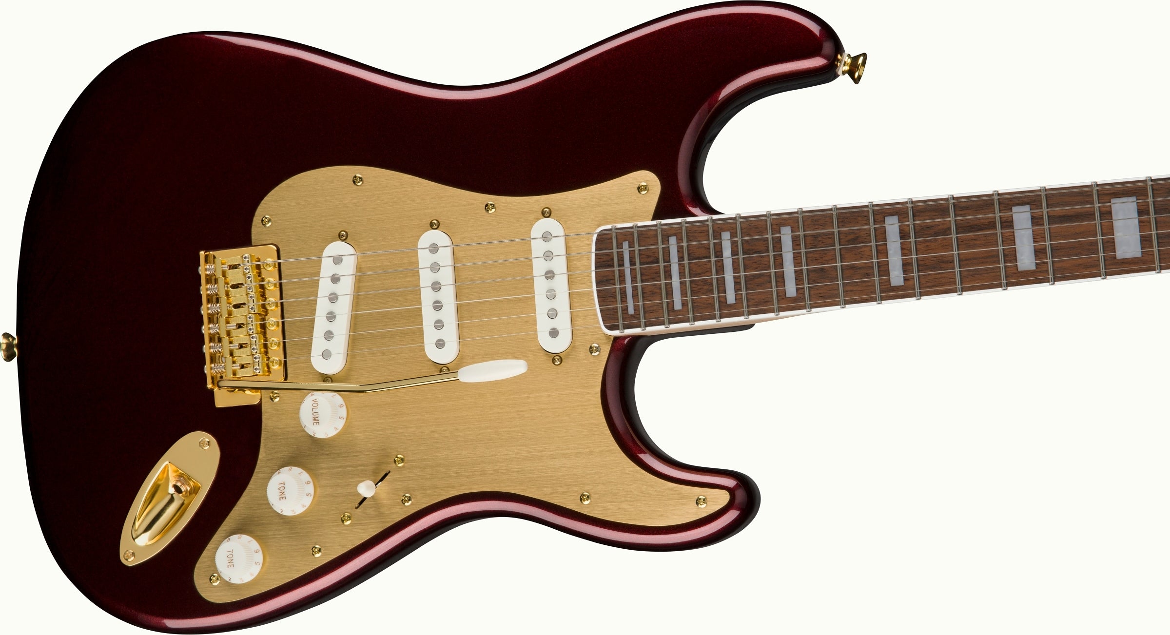 Squier 40th Anniversary Gold Edition Stratocaster Electric Guitar - Ruby Red Metallic