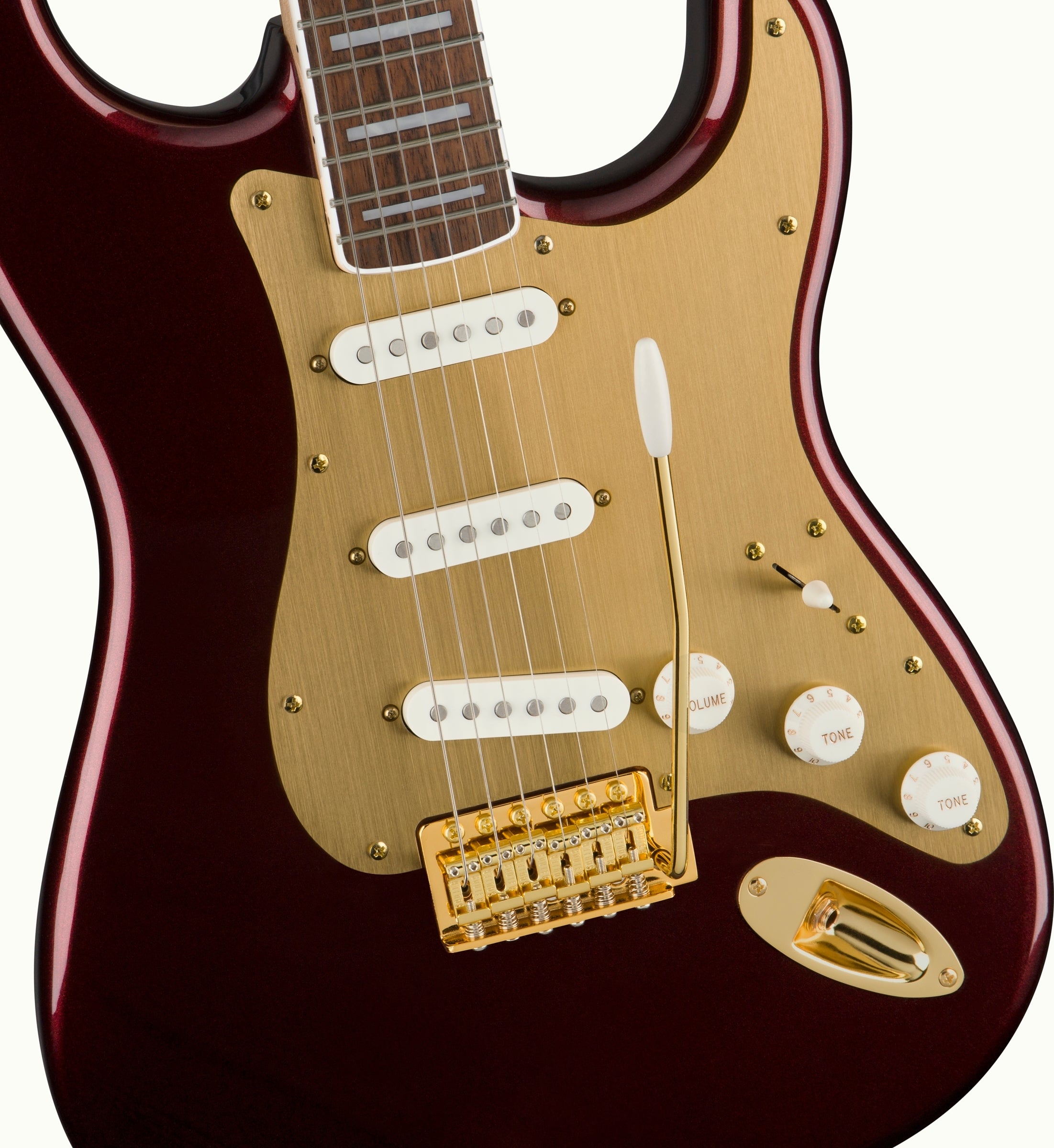 Squier 40th Anniversary Gold Edition Stratocaster Electric Guitar - Ruby Red Metallic