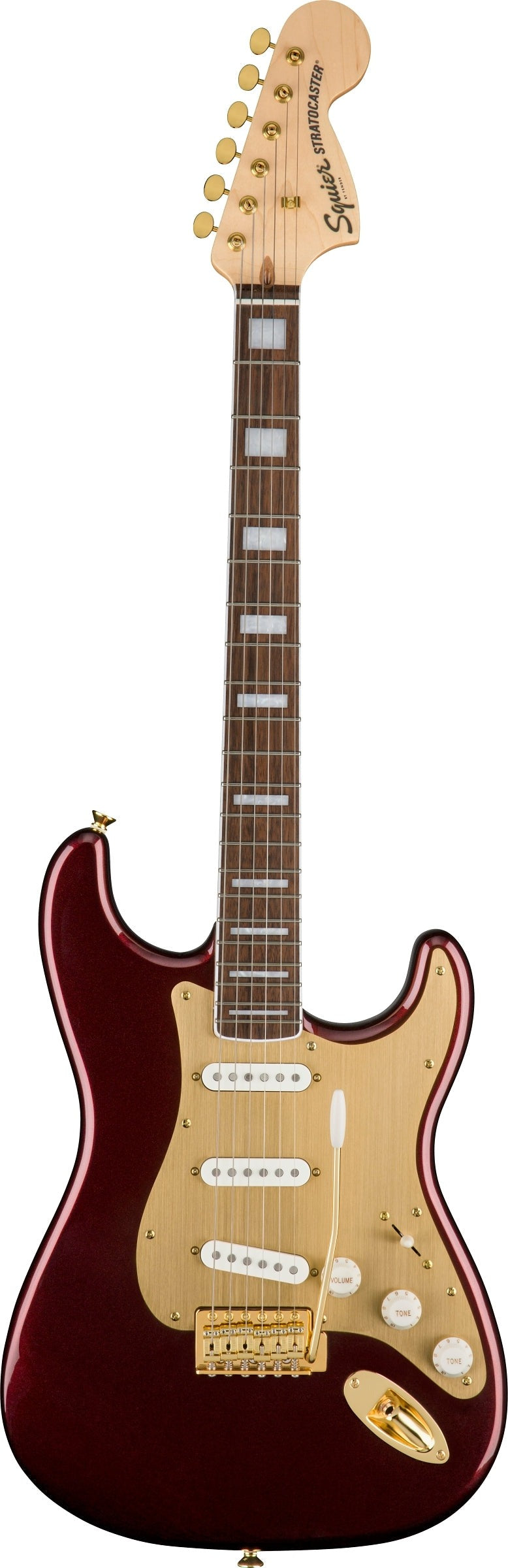 Squier 40th Anniversary Gold Edition Stratocaster Electric Guitar - Ruby Red Metallic