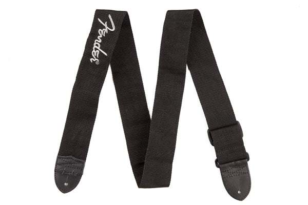 Fender 2" Black Poly Strap Gray Logo