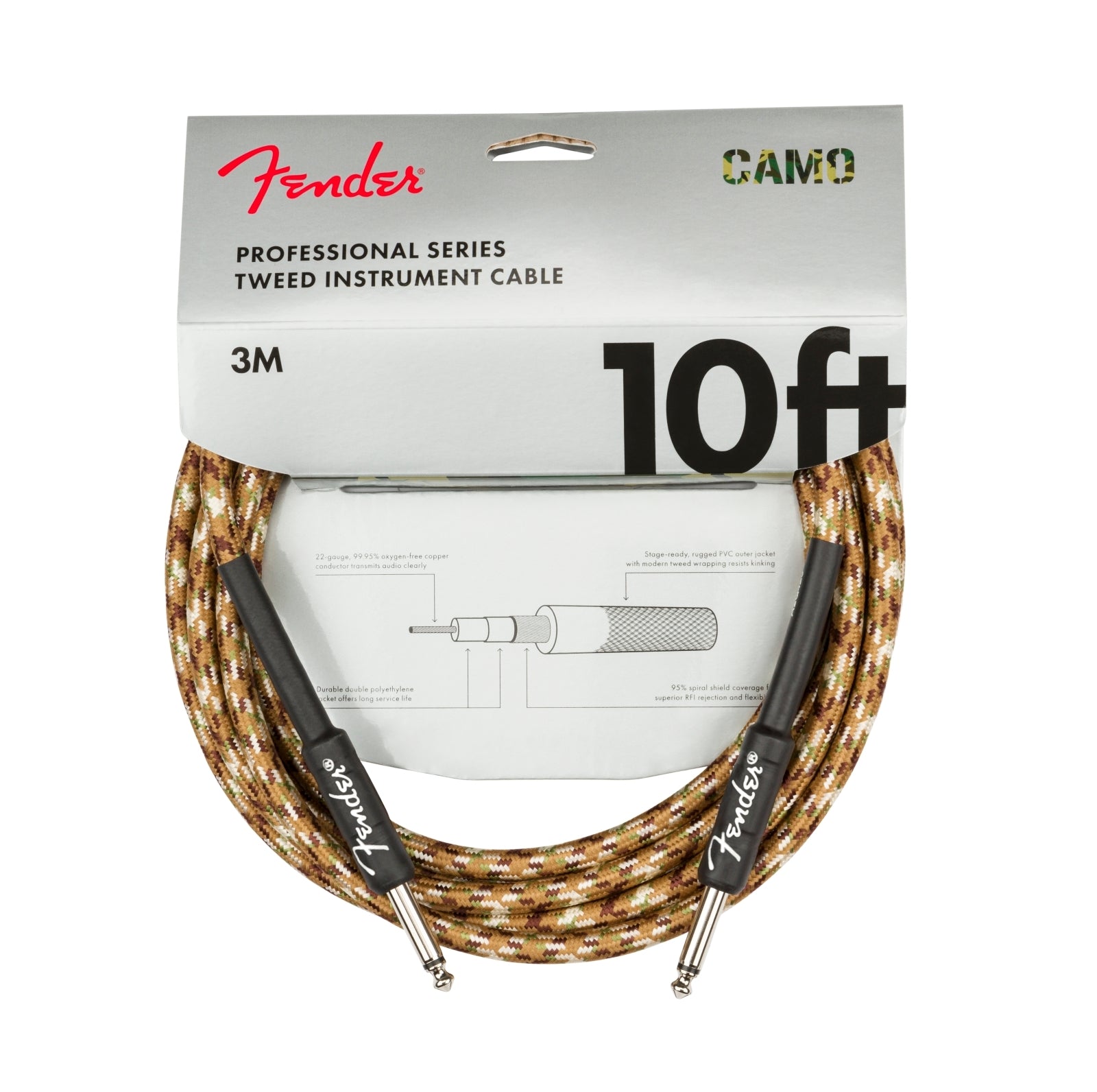 Fender Professional Series 10' Instrument Cable - Desert Camo