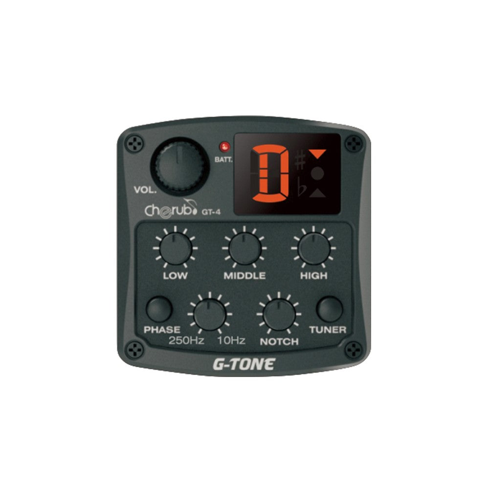 Pastilla de guitarra acústica Cherub GT-4 con ecualizador de 3 bandas, afinador, notch y efectos de fase