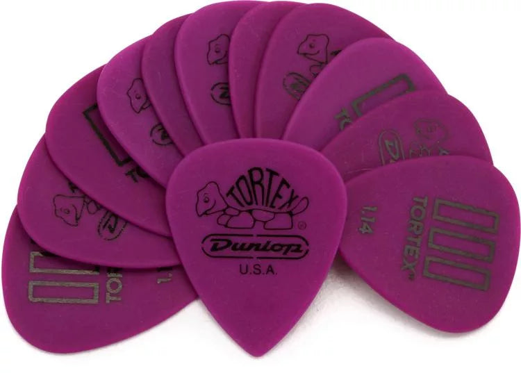 Dunlop Tortex T3 Guitar Picks, 1.14mm Guage - Purple 12 Pack