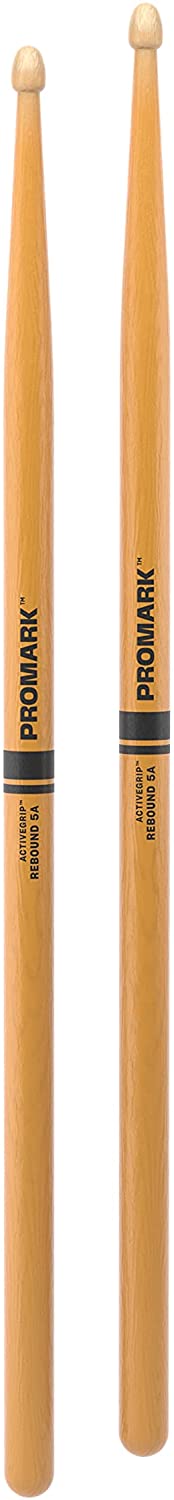 ProMark Rebound 5A ActiveGrip Clear Hickory Drumsticks Acorn Wood Tip