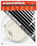 Aquarian S2C-AQUARIAN 3-Pack of Super-2 Tom Tom Drumheads in Clear: 10",12",16"