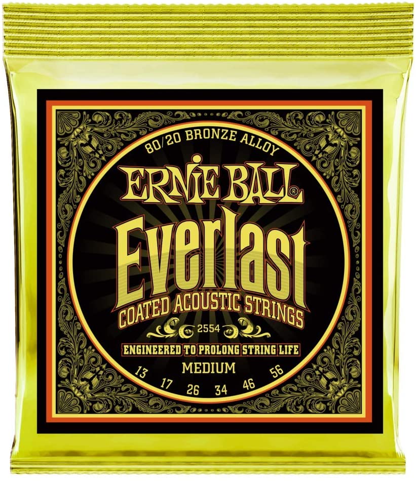 Cuerdas de guitarra acústica Ernie Ball Everlast Medium (13-56) recubiertas 80/20