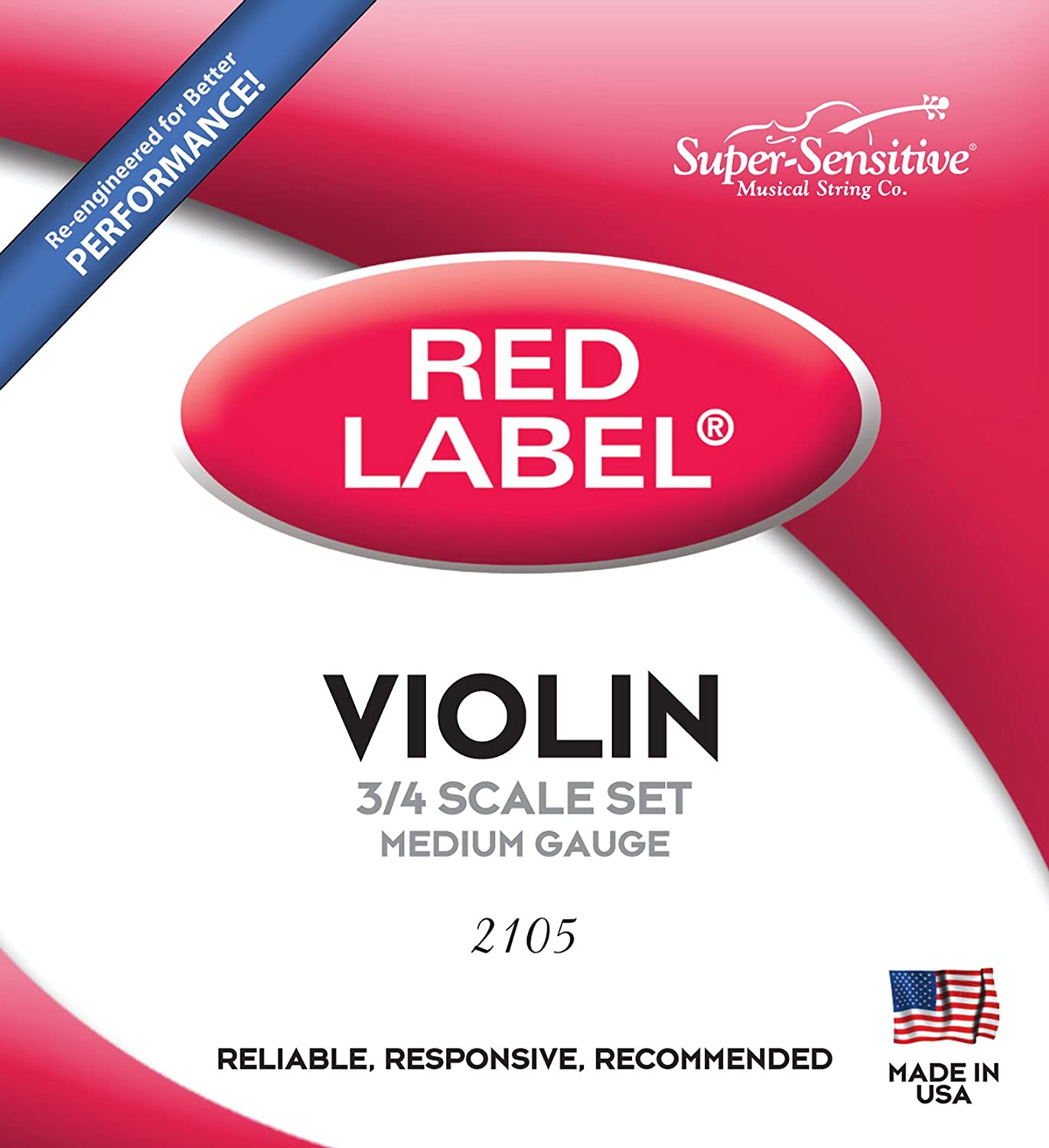 Super Sensitive Red Label: Violin String Set 3/4 - Medium Gauge