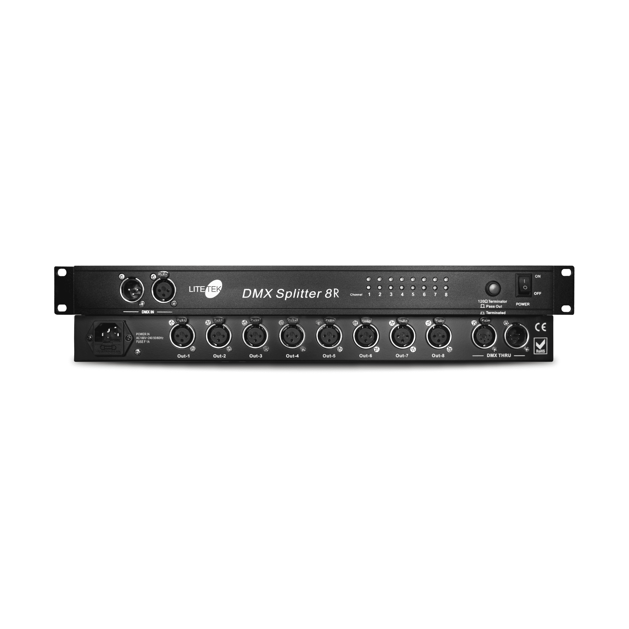 Lite Tek 8 Channel Dmx Rackmount Splitter